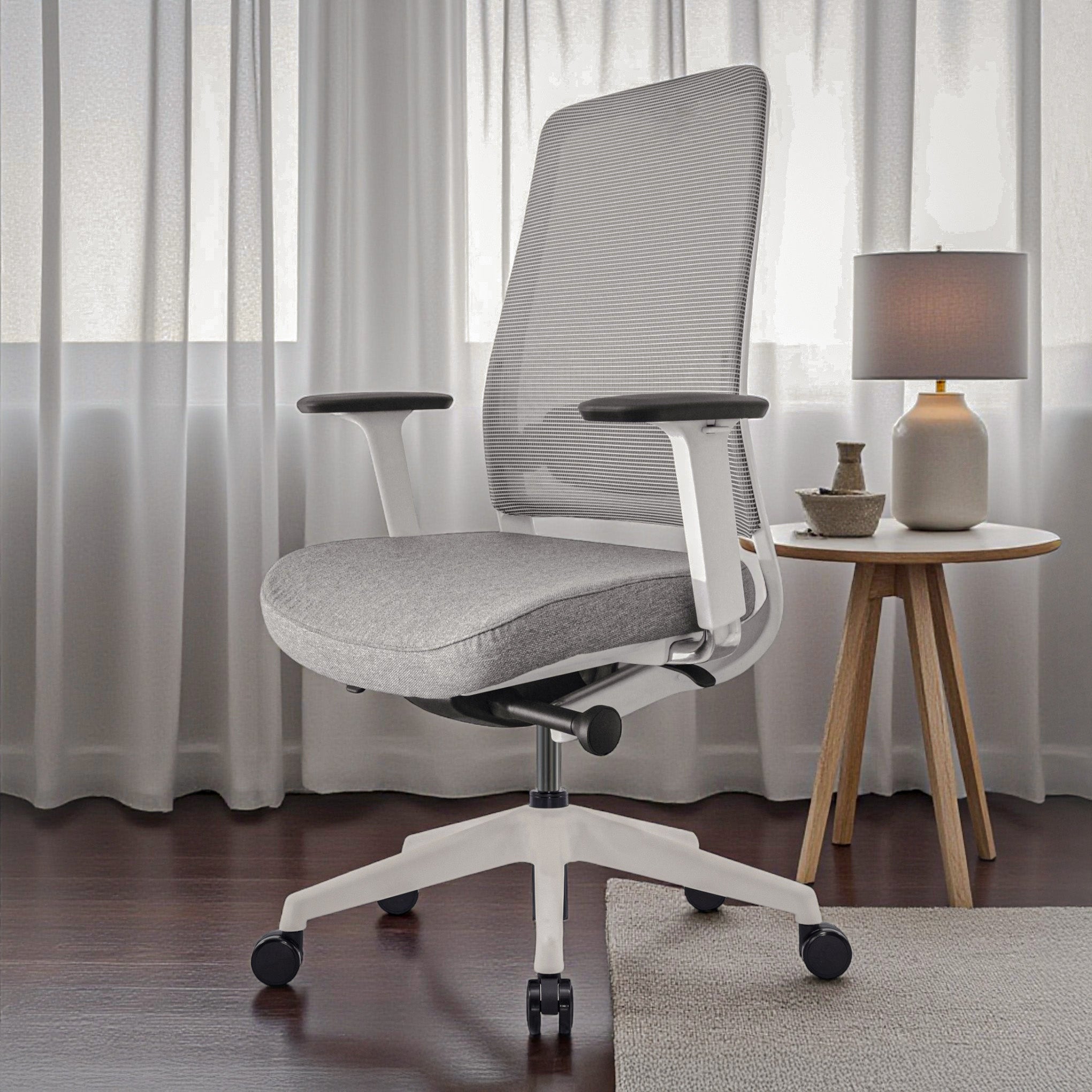 Model 54  Ergonomic Office Chair  | White/Grey | Nylon Base