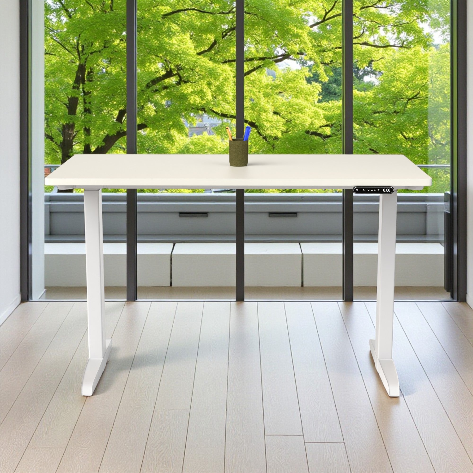 Model 301 | Everyday Electric Sit-Stand Desk (48"x24") | White | White Legs