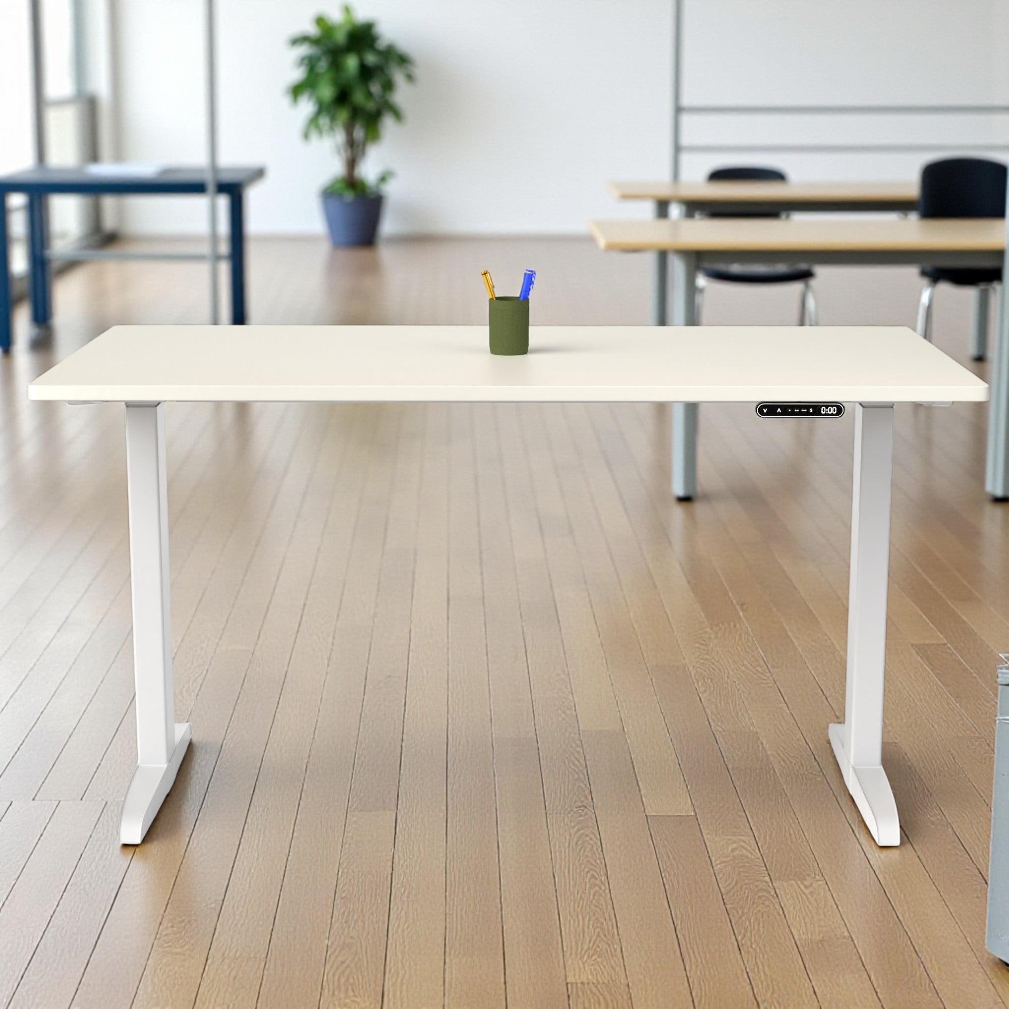 Model 301 | Everyday Electric Sit-Stand Desk (55"x27")  | White | White Legs