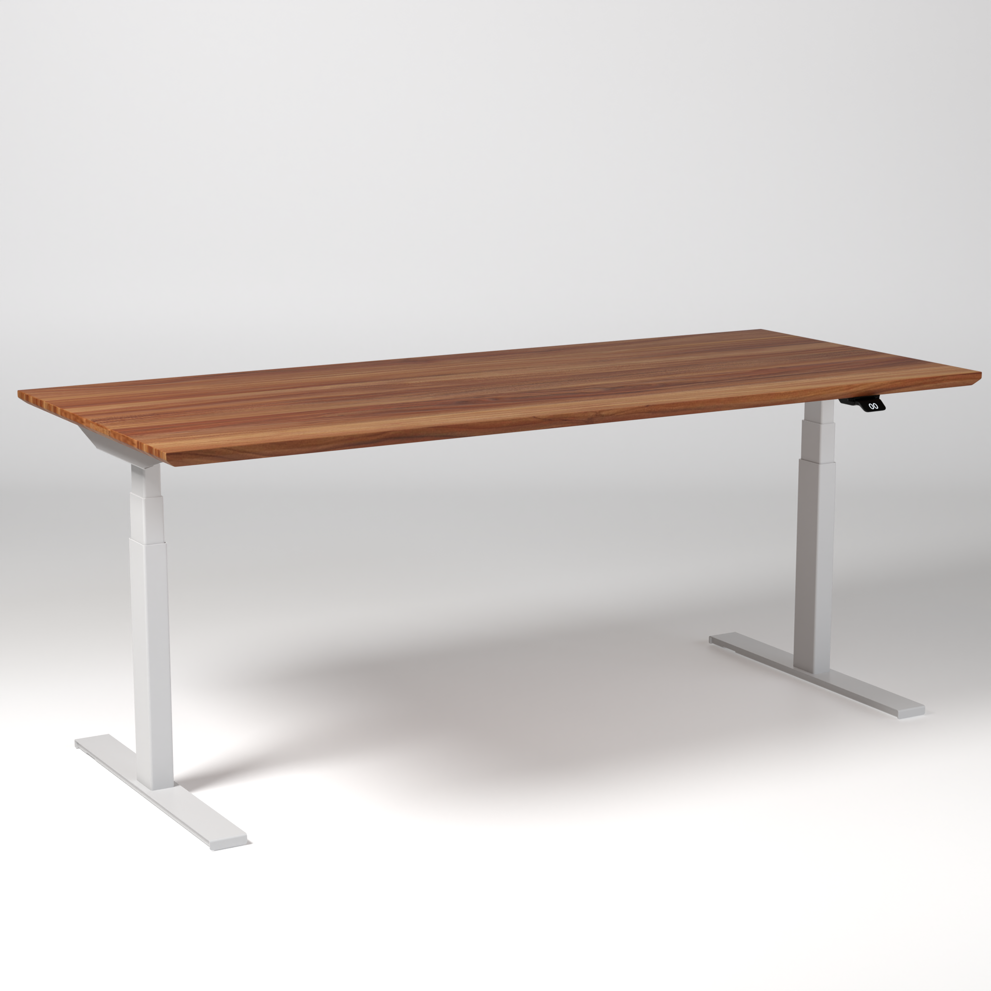 Model 304 | Pro High-Speed Solid-Wood Desk (68"x29") | Teak Wood | White Legs