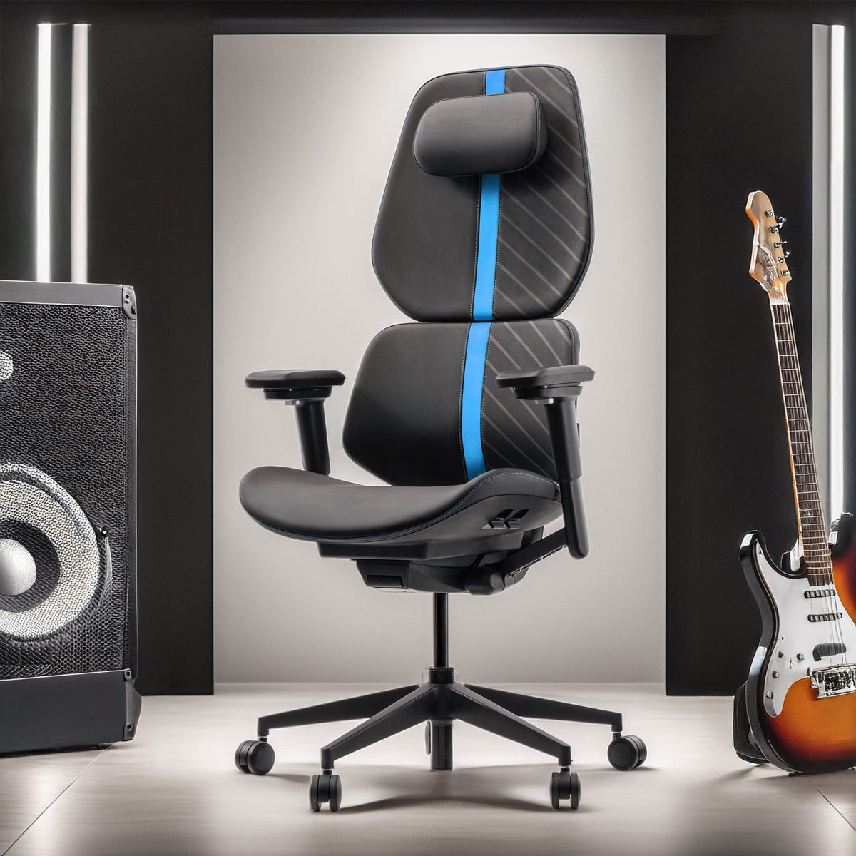 Pelicanwork X3L black and blue ergonomic office chair with lumbar support